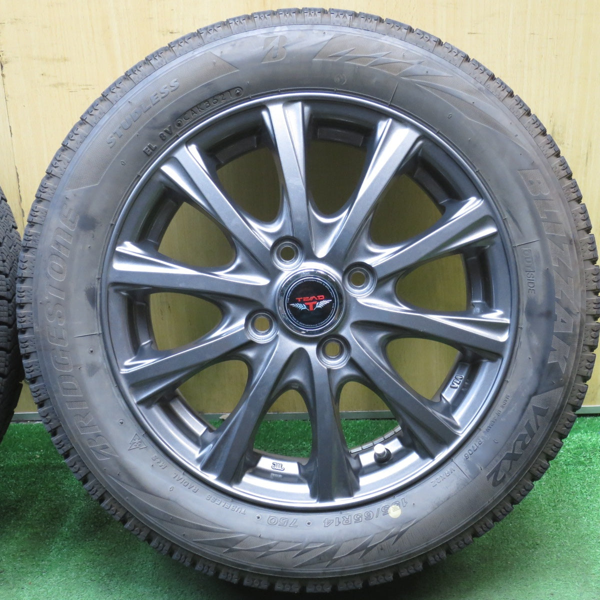 バリ溝！21年！キレイ！8.5分★スタッドレス 155/65R14 ブリヂストン ブリザック VRX2 TEAD テッド 14インチ PCD100/4H★5082203NJス