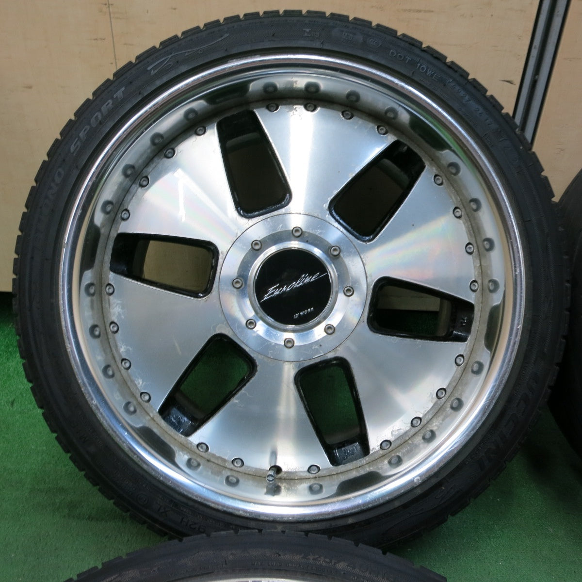 [送料無料] バリ溝！8.5分★WORK Euroline 225/40R18 ルッチーニ BUONO SPORT ワーク ユーロライン 18インチ PCD114.3/4H 5H マルチ★4100201SYノ