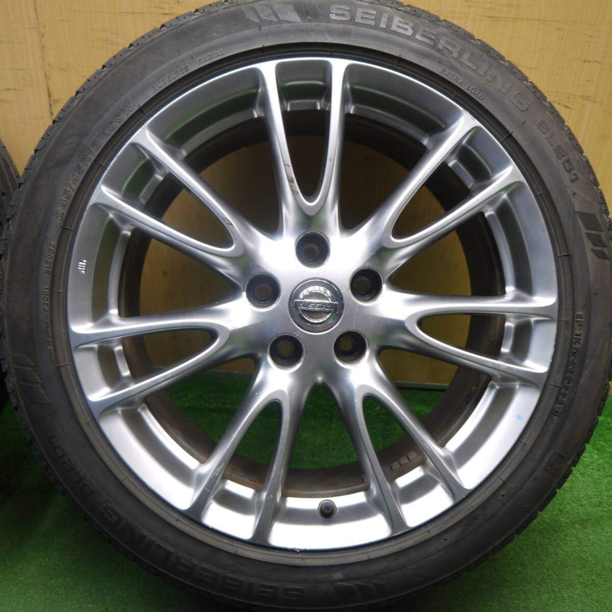 バリ溝！21年！9.5分★日産 V36 スカイライン 純正 225/50R18 245/45R18 セイバーリング SL201 18インチ PCD114.3/5H★5051403Hノ
