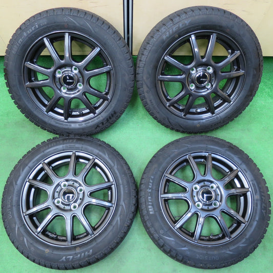 *送料無料* 超バリ溝！22年！キレイ！ほぼ10分★スタッドレス 155/65R14 ハイフライ Win-turi 212 EMBELY 14インチ PCD100/4H★4060510イス