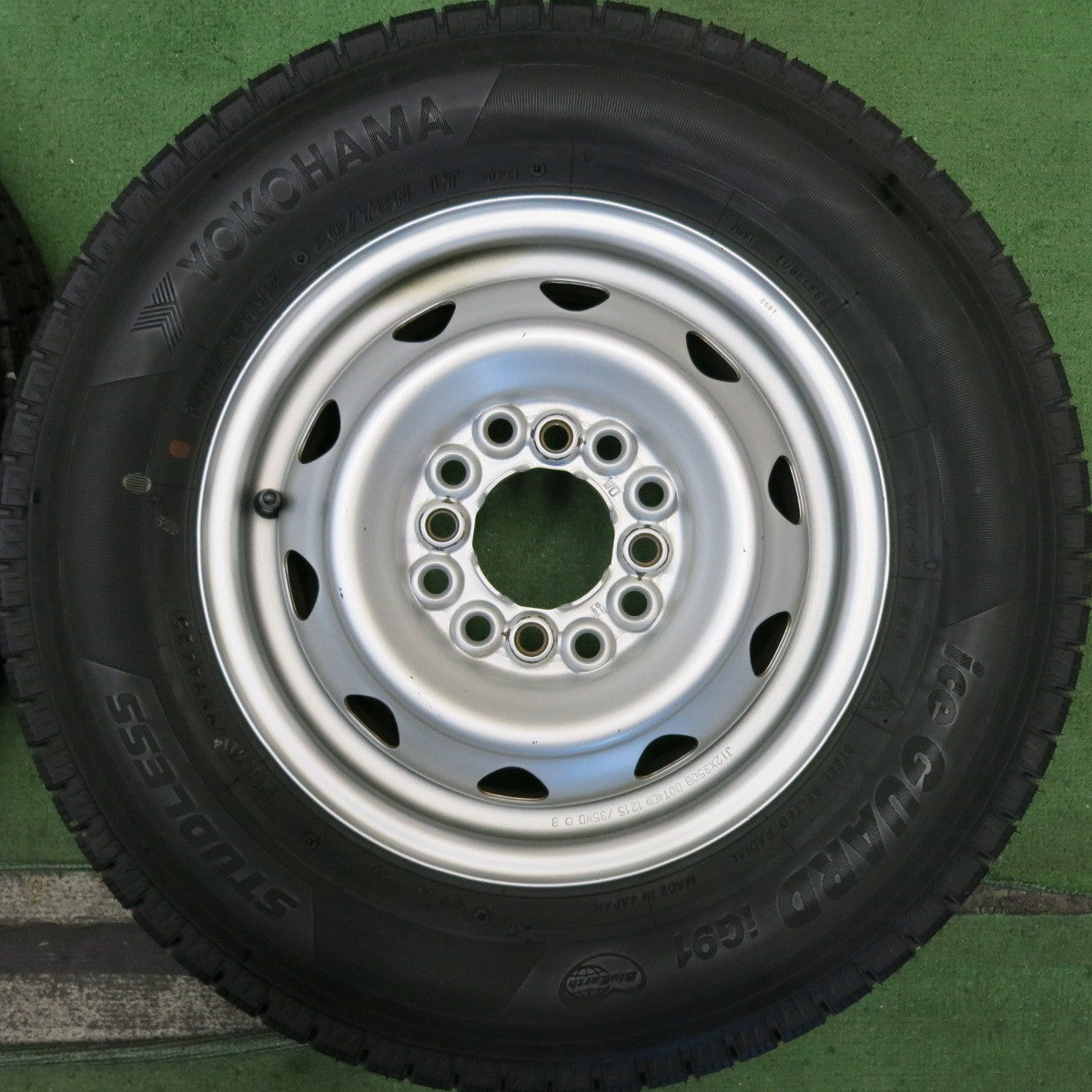 バリ溝！25年！キレイ！9.5分◎スタッドレス 145/80R12 80/78N ヨコハマ アイスガード iG91 スチール ホイール 12インチ PCD 100 110 114.3/4H マルチ◎6090603HAス