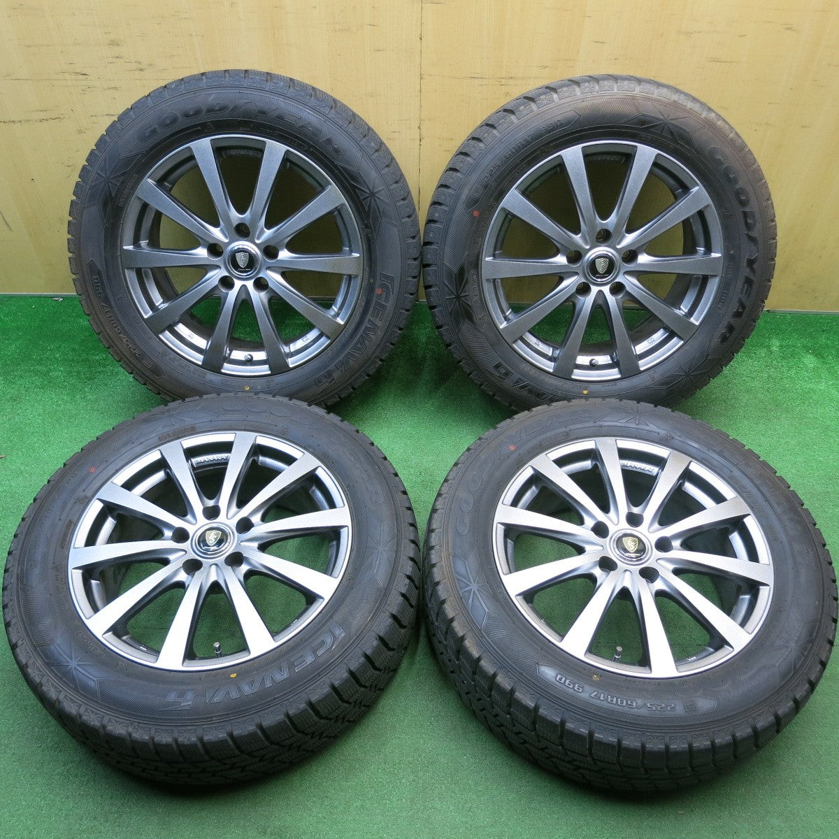 バリ溝！キレイ！9.5分以上★スタッドレス 225/60R17 グッドイヤー アイスナビ6 MANARAY SPORT マナレイ スポーツ 17インチ PCD114.3/5H★6020512HAス