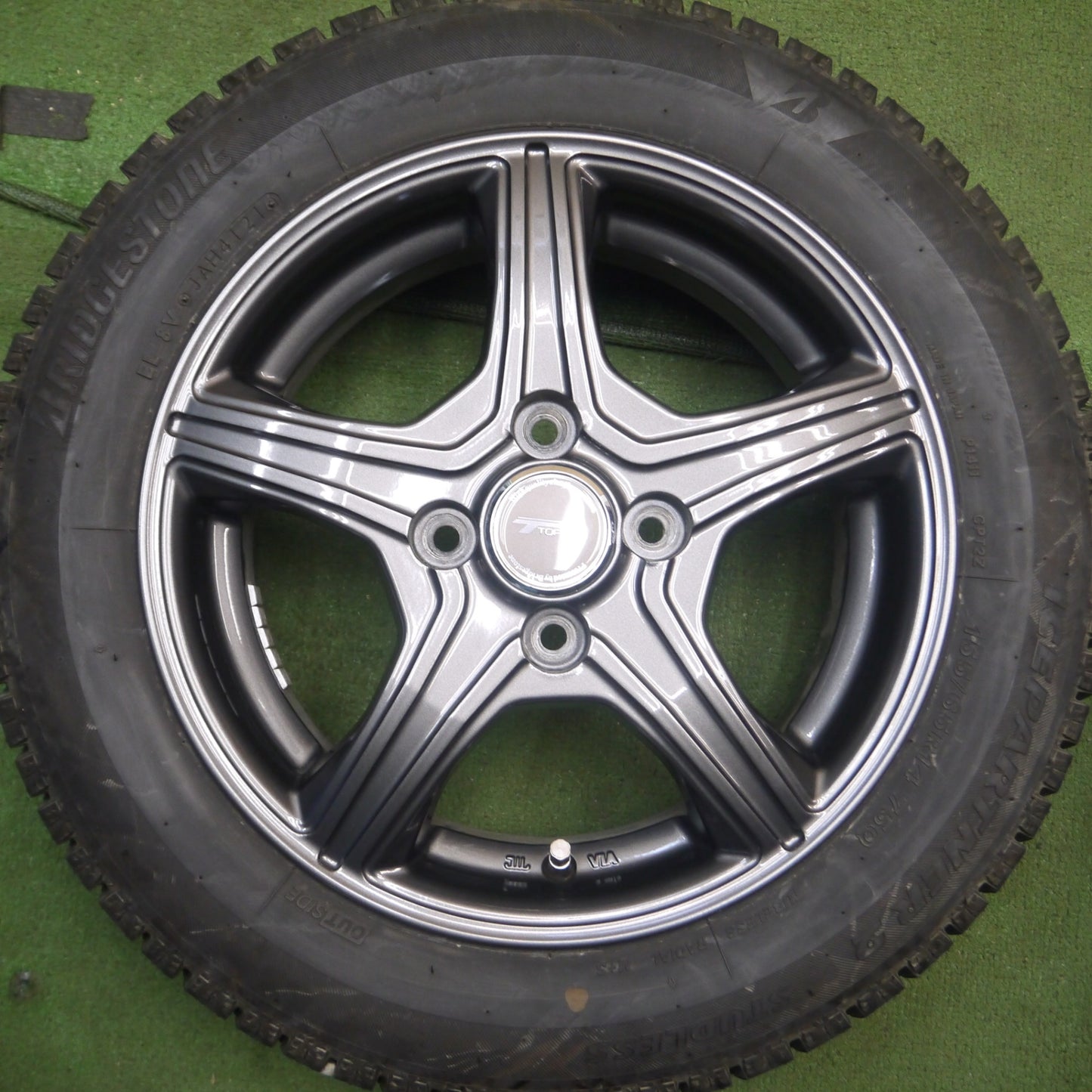 *送料無料* バリ溝！21年！キレイ！ほぼ10分★スタッドレス 155/65R14 ブリヂストン アイスパートナー2 TOPRUN トップラン 14インチ PCD100/4H★4061701Hス