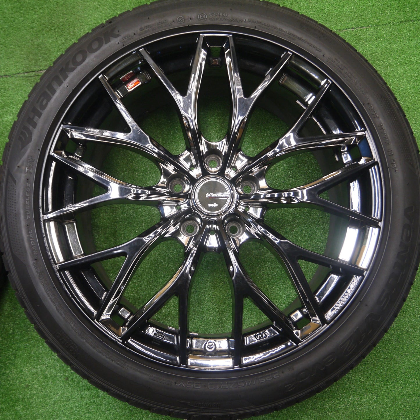 [送料無料] バリ溝！22年！8.5分★LEONIS MX 225/45R18 ハンコック ベンタス V12 evo2 レオニス 18インチ PCD114.3/5H★4091704Hノ