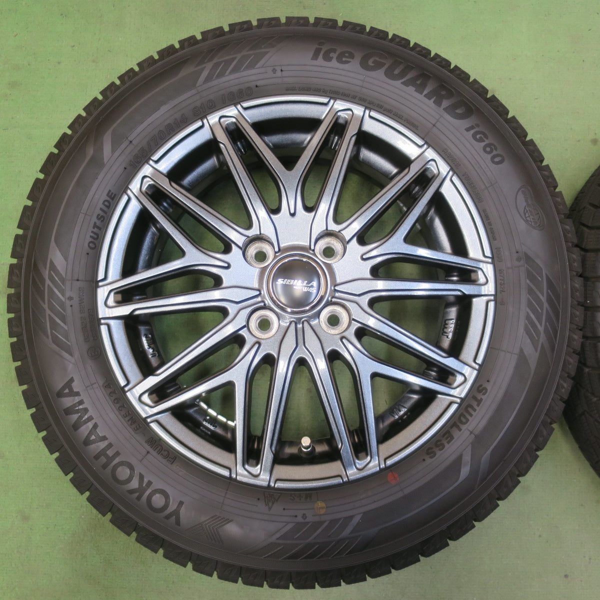バリ溝！24年！キレイ！9分★スタッドレス 165/70R14 ヨコハマ アイスガード iG60 SIBILLA NEXT W45 シビラ 14インチ PCD100/4H★6051802イス