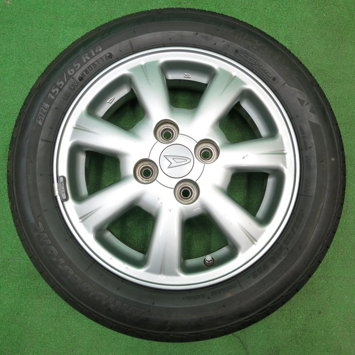 *送料無料* バリ溝！ほぼ10分★ダイハツ タント 純正 155/65R14 ブリヂストン ネクストリー エコピア 14インチ PCD100/4H★4052503ナノ