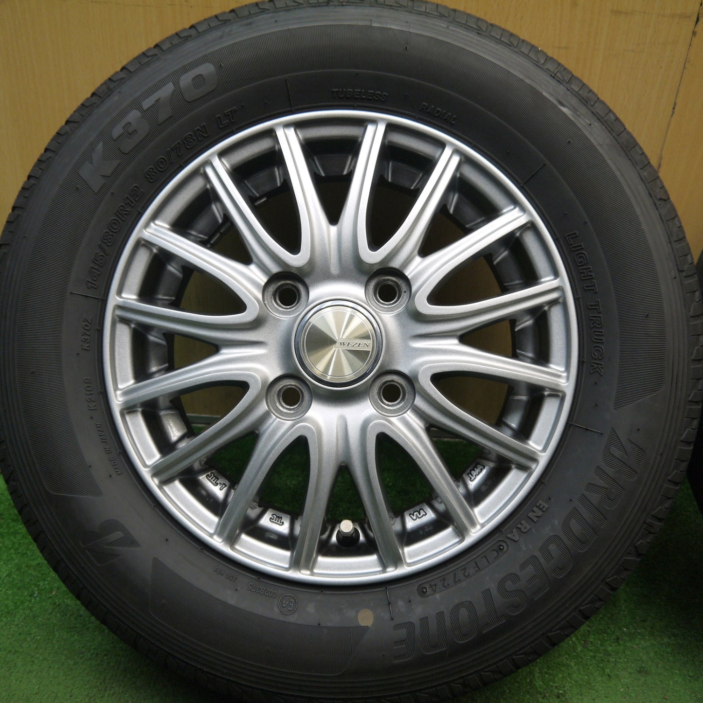 キレイ！24年★145/80R12 80/78N ブリヂストン K370 WEZEN 社外 アルミ 12インチ PCD100/4H★5090104Hノ