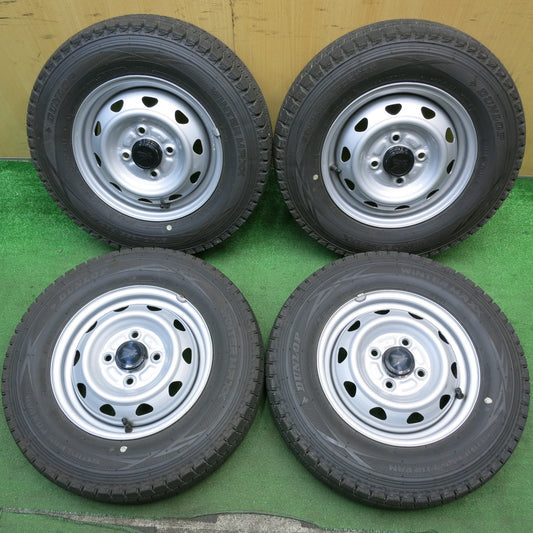 バリ溝！24年！キレイ！ほぼ10分★スタッドレス 145R12 6PR ダンロップ ウインターマックス SV01 スチール ホイール 12インチ PCD100/4H★5053111HAス