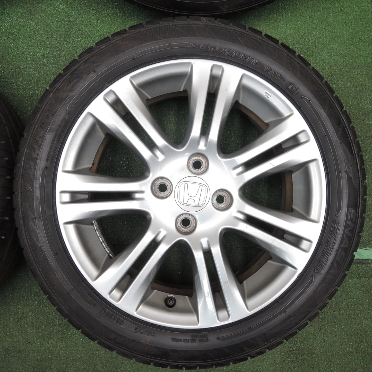 *送料無料* 超バリ溝！20年！ほぼ10分★ホンダ GE8 フィット RS 純正 185/55R16 ダンロップ エナセーブ EC204 16インチ PCD100/4H★4031903TNノ