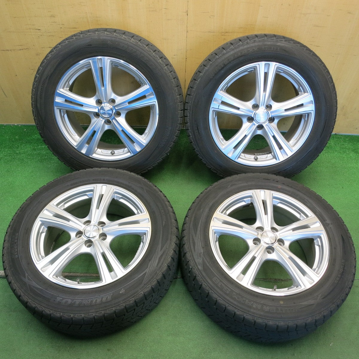 バリ溝！9分◎XV フォレスター 等 225/60R17 スタッドレス ダンロップ ウインターマックス SJ8 ROZEST ローゼスト 17インチ PCD100/5H◎6071803HAス