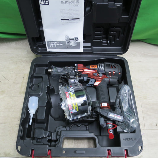 [送料無料] 未使用☆マックス 高圧 コイルネイラ 釘打機 50mm HN-50N4(D)-R 赤 ケース付き 釘打ち機 MAX エア 工具☆