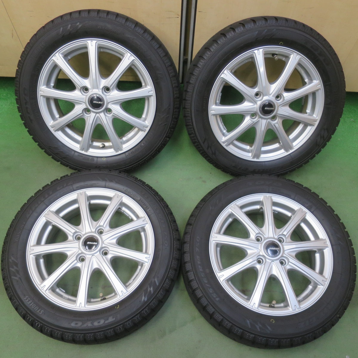 バリ溝！22年！キレイ！9分◎スタッドレス 155/65R14 トーヨー オブザーブ ガリット GIZ QRASIZ KOSEI クレイシズ コーセイ 14インチ PCD100/4H◎6092310イス