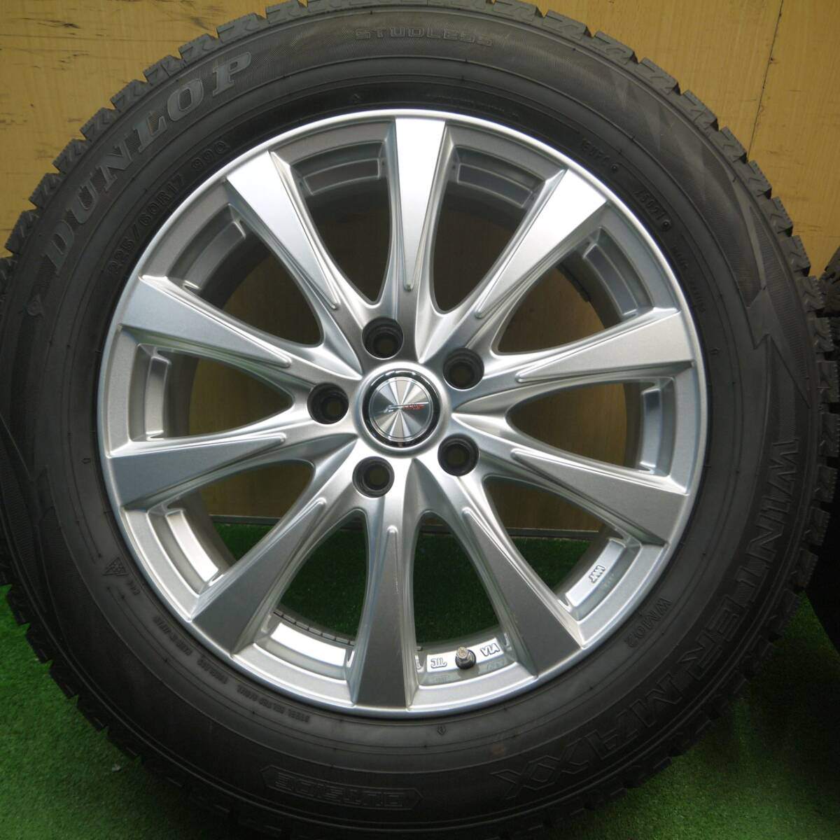 バリ溝！21年！キレイ！9.5分★スタッドレス 225/60R17 ダンロップ ウインターマックス WM02 JOKER ジョーカー 17インチ PCD114.3/5H★5022804Hス