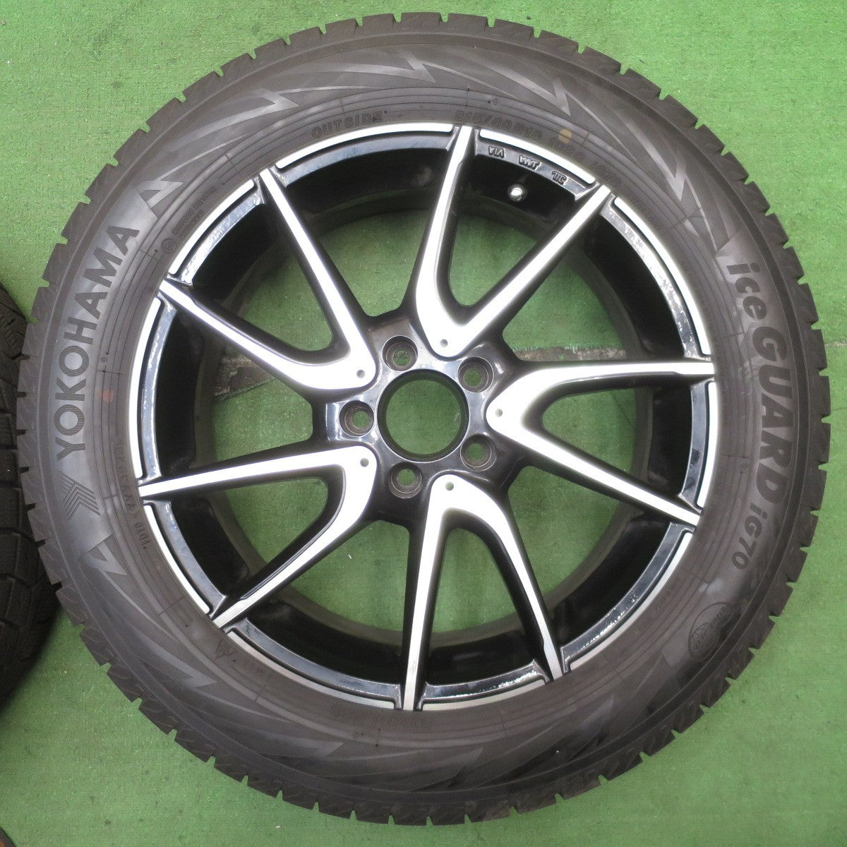バリ溝！23年！9.5分★ベンツ 等 EUROFORSCH H844 215/60R18 スタッドレス ヨコハマ アイスガード iG70 18インチ ユーロフォルシュ PCD112/5H★5072104NJス
