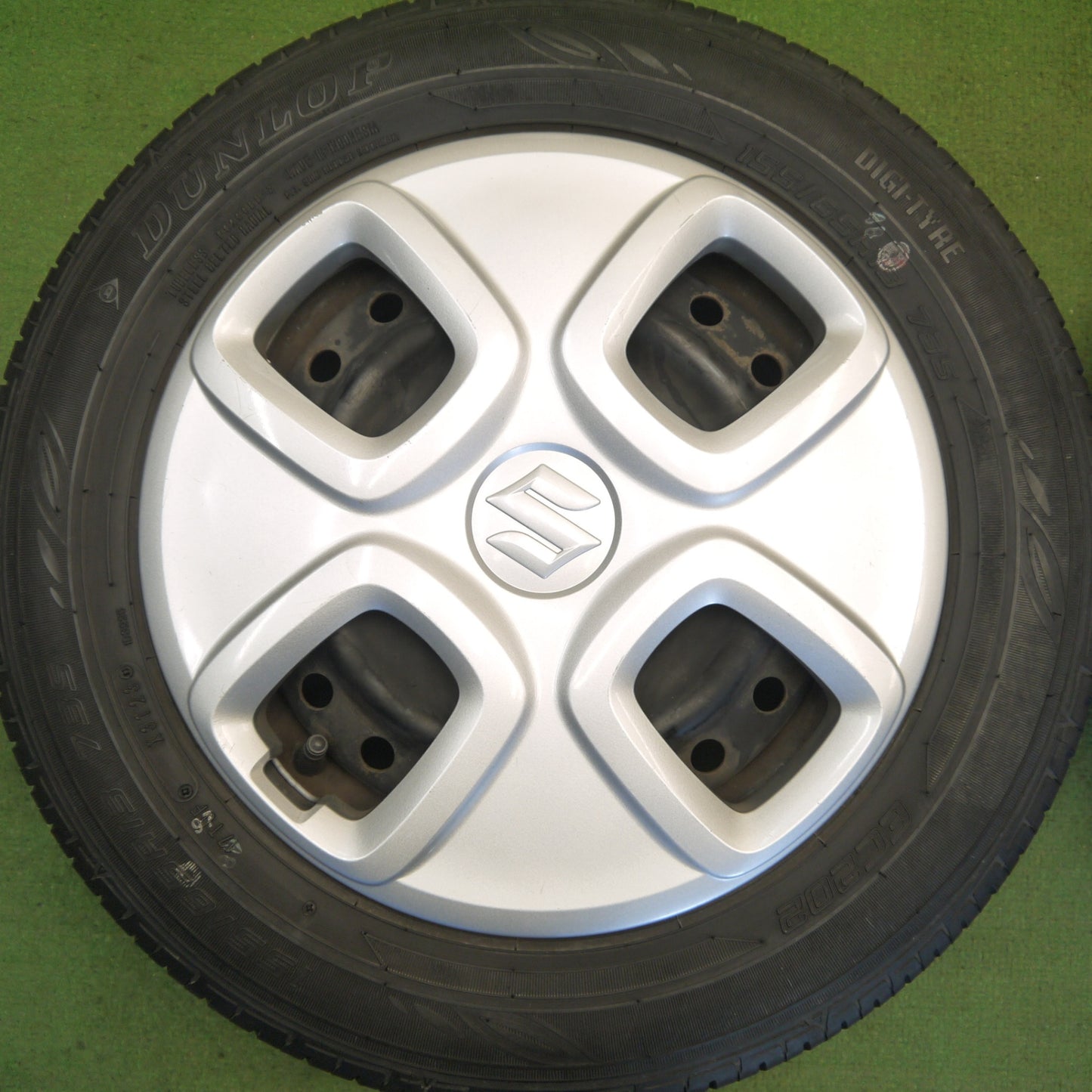 バリ溝！23年！キレイ！8.5分◎スズキ HA36S アルト 純正 スチール 155/65R13 ダンロップ EC202 13インチ PCD100/4H◎6071703Hノ