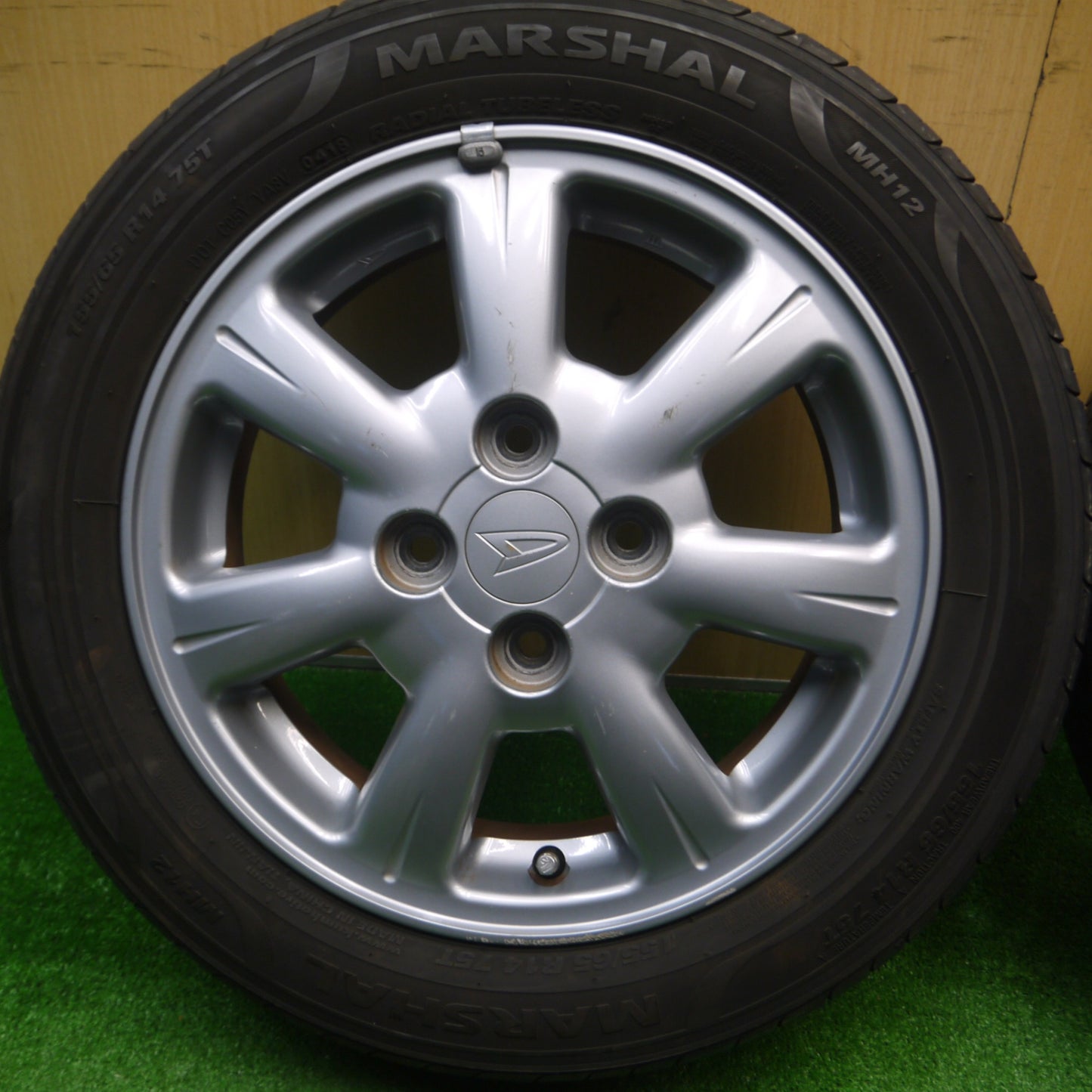 [送料無料] バリ溝！9分★ダイハツ タント ムーヴ 等 純正 155/65R14 マーシャル MH12 14インチ PCD100/4H★4120904Hノ