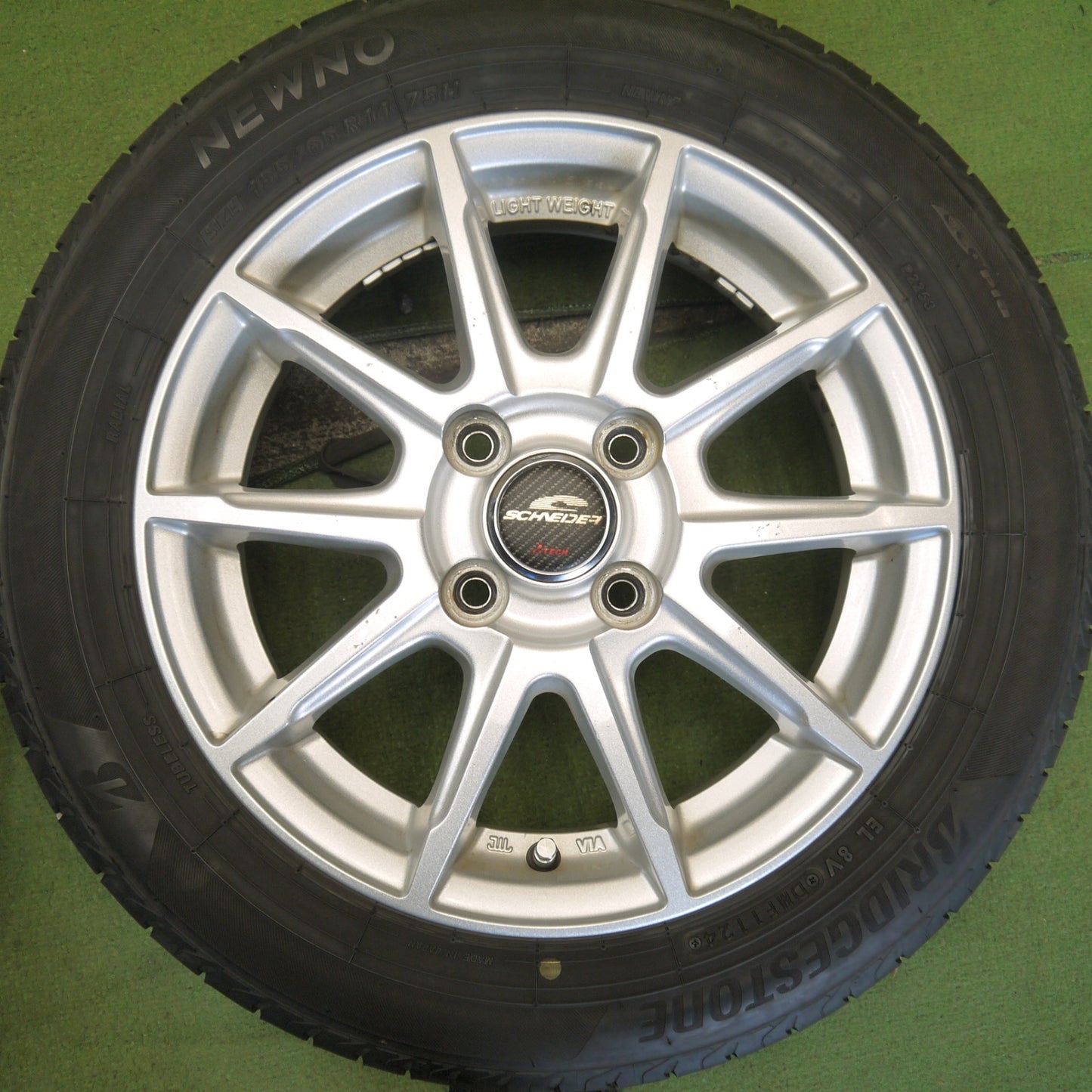 4本価格！24年◎155/65R14 ブリヂストン NEWNO SCHNEIDER ATECH ニューノ シュナイダー エーテック 14インチ PCD100/4H◎6080702Hノ
