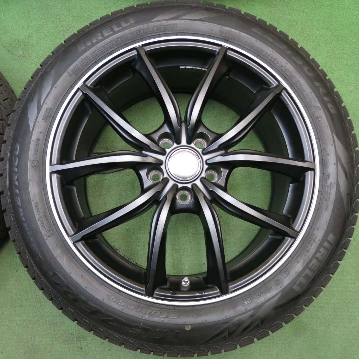 バリ溝！23年！キレイ！9分◎マセラティ レヴァンテ 等 EUROTECH MP-LINE 235/50R18 スタッドレス ピレリ アイスゼロ アシンメトリコ ユーロテック 18インチ PCD114.3/5H◎6072504HAス