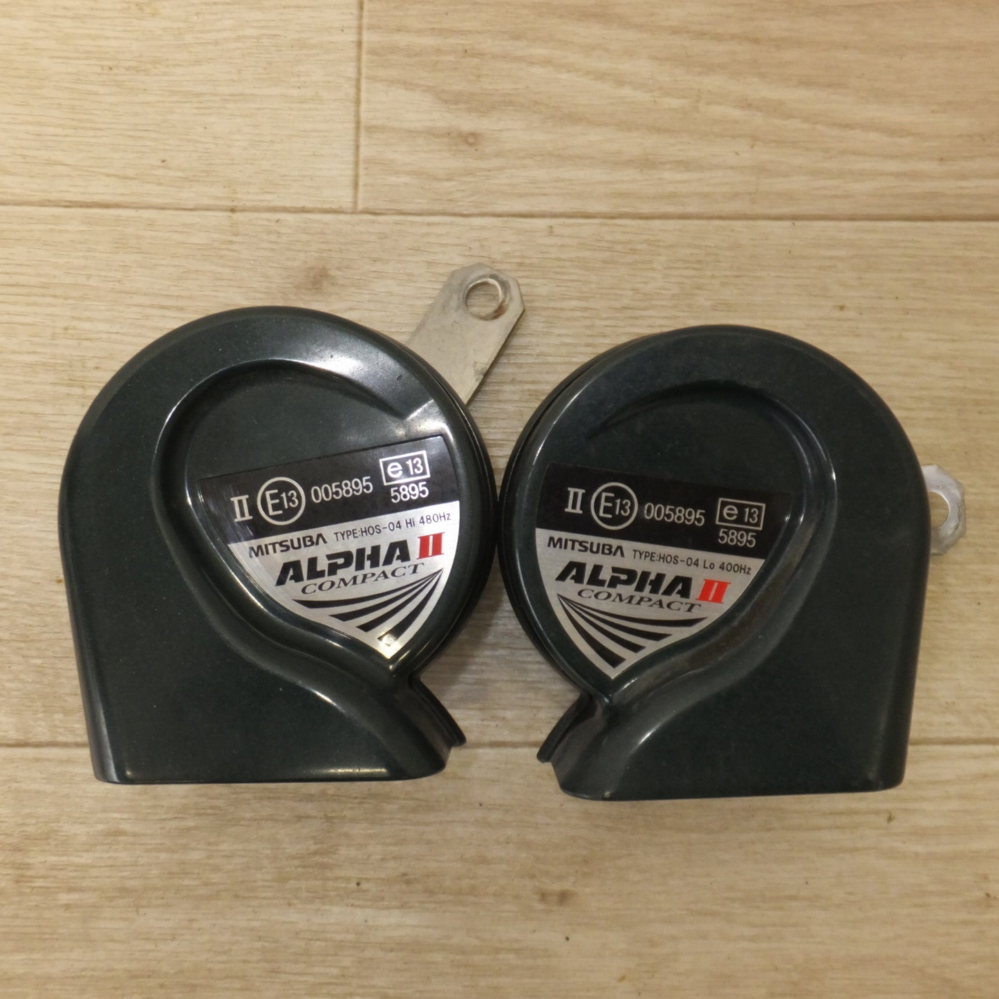 [送料無料] 現状品★ミツバ Mitsuba アルファホーン アルファーII コンパクト ALPHAII COMPACT MBH-2E17 グリーン 左 右 セット(18★