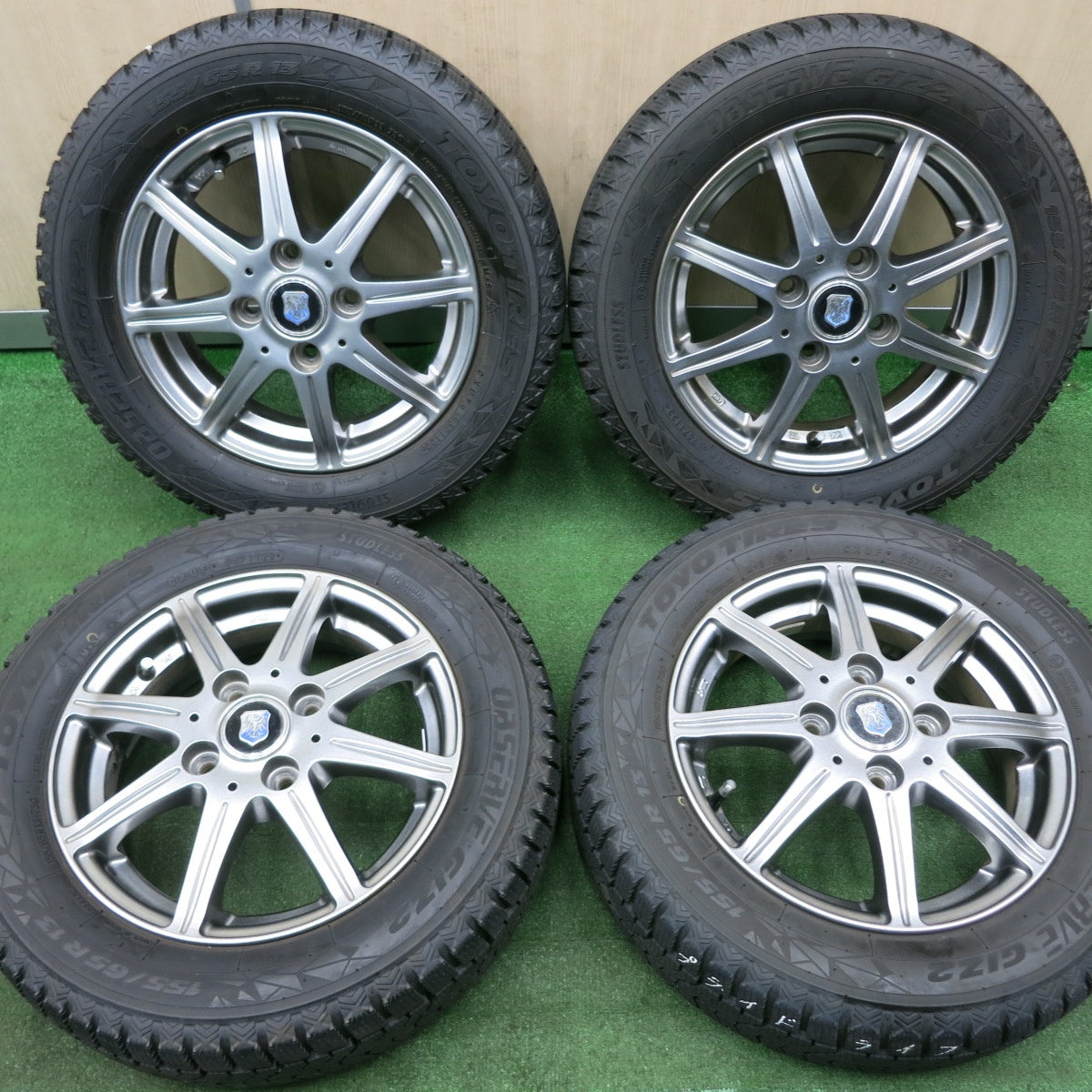 *送料無料* バリ溝！22年！キレイ！9.5分以上★スタッドレス 155/65R13 トーヨー オブザーブ GIZ2 社外 アルミ 13インチ PCD100/4H★4051803NJス