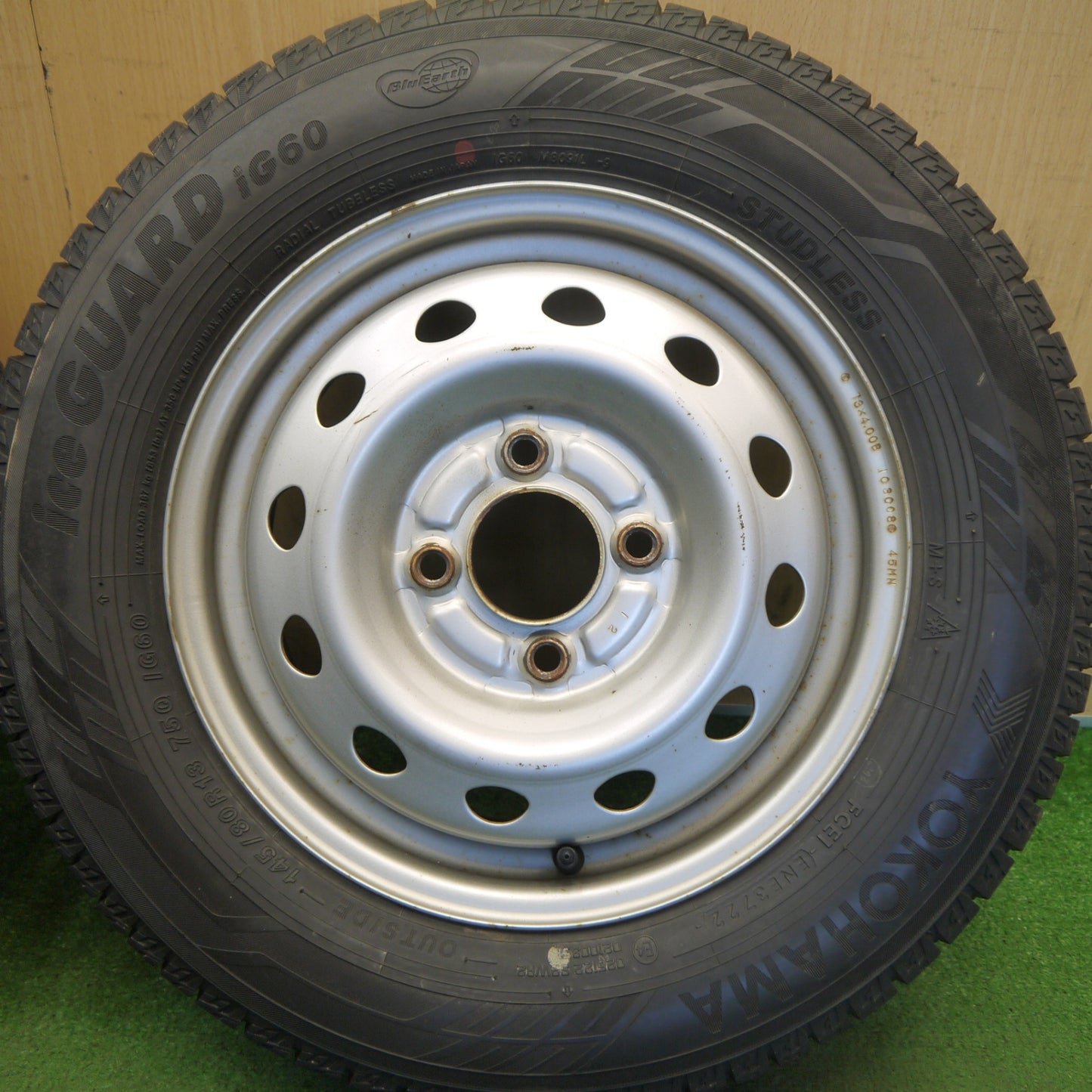 バリ溝！22年！9.5分◎スタッドレス 145/80R13 ヨコハマ アイスガード iG60 スチール ホイール 13インチ PCD100/4H◎6073101Hス