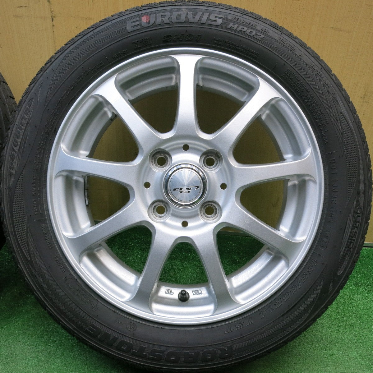 バリ溝！24年！9分★155/65R14 ロードストーン EUROVIS HP02 SH01 CLX T-3 14インチ PCD100/4H★6022620HAノ