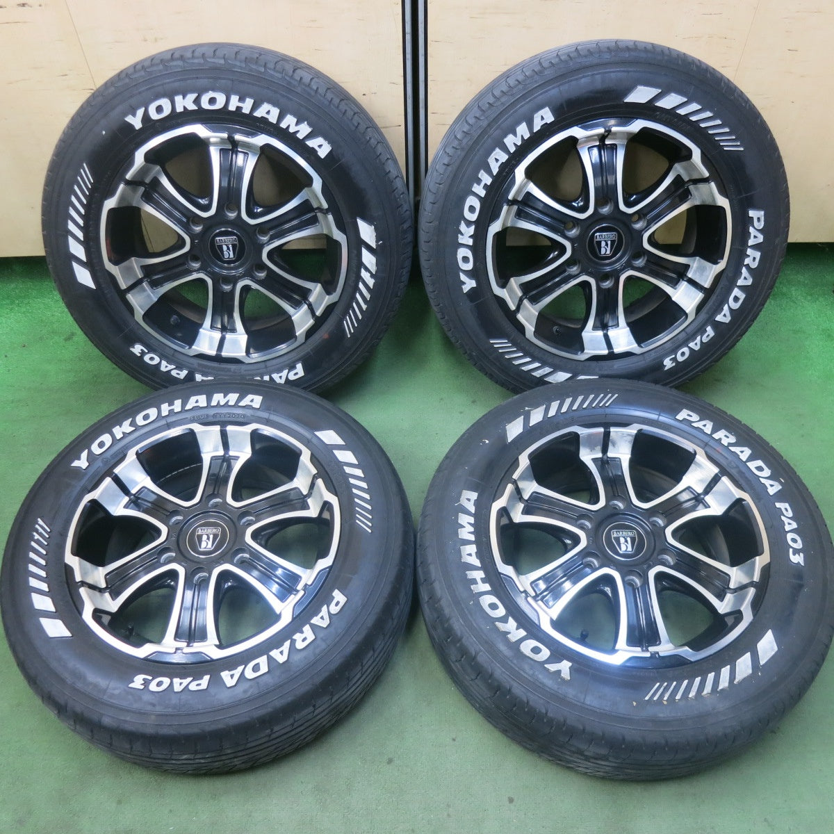4本価格★ハイエース 等 215/65R16 ヨコハマ PARADA PA03 ホワイトレター BARBERO W-DEEPS バルベロ 16インチ PCD139.7/6H★5120101SKノ