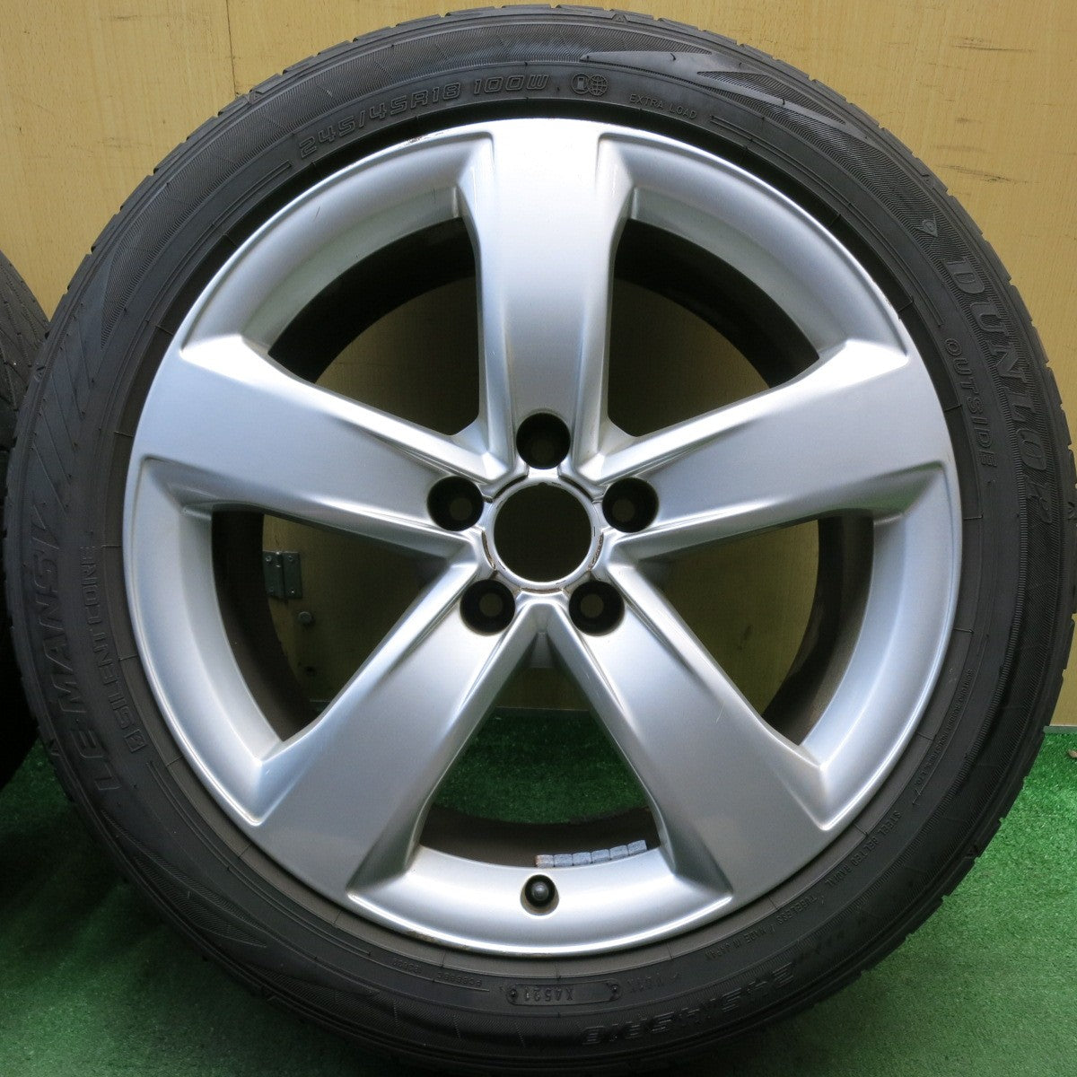 バリ溝！9.5分◎アウディ A6 純正 245/45R18 ダンロップ LE MANS V ルマン5 18インチ PCD112/5H◎6061305HAノ