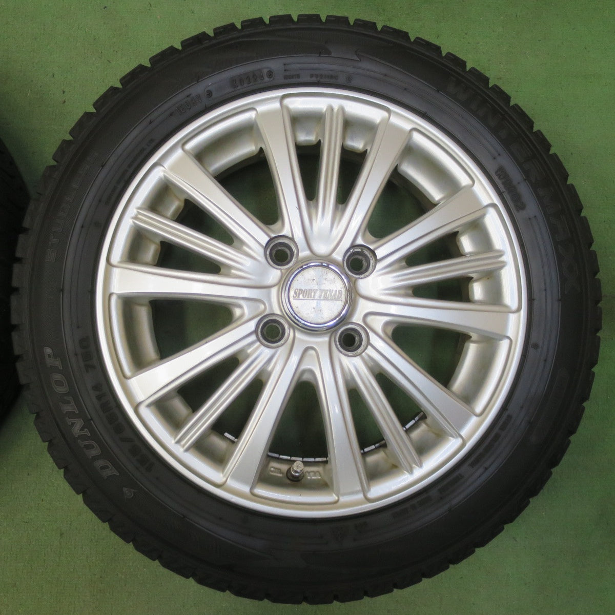 バリ溝！24年！ほぼ10分◎スタッドレス 155/65R14 ダンロップ ウインターマックス WM02 SPORT VENAD 社外 アルミ 14インチ PCD100/4H◎6062704イス
