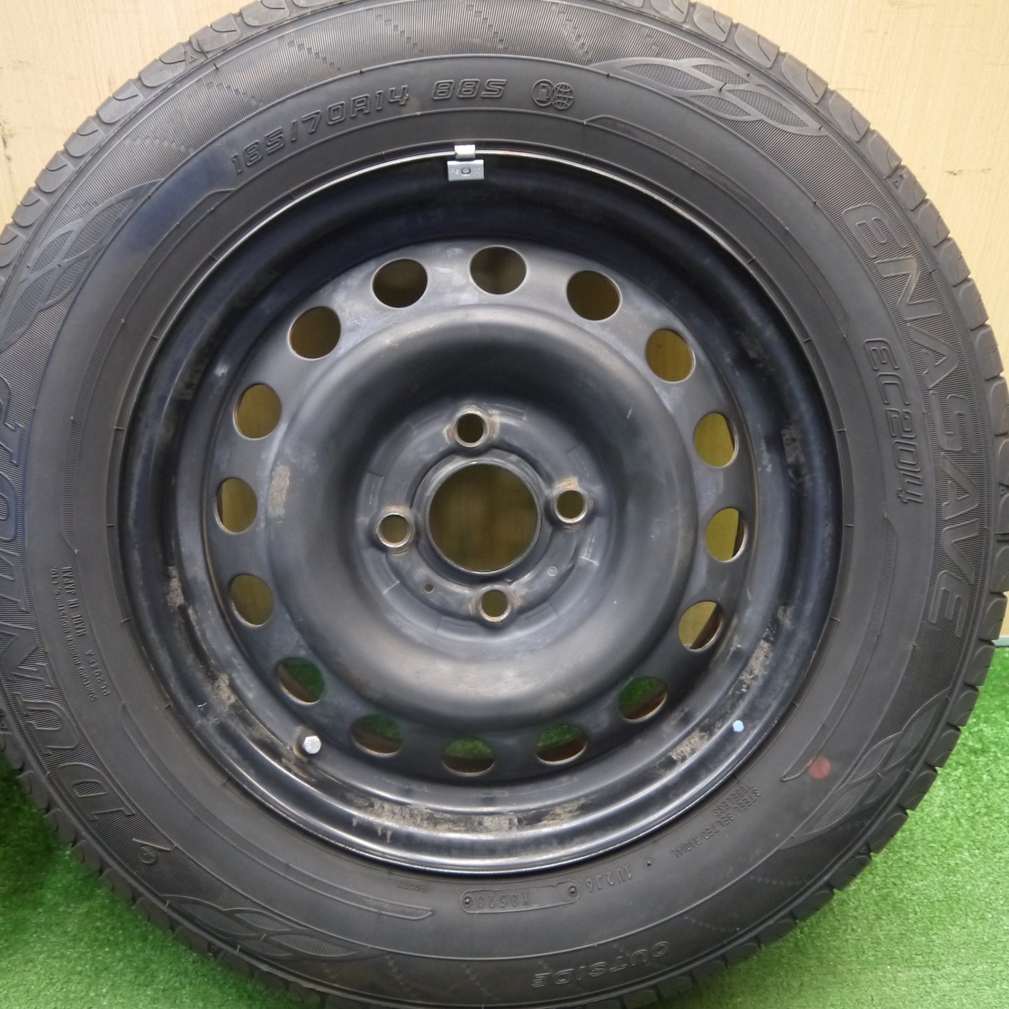 バリ溝！23年！9.5分★185/70R14 ダンロップ エナセーブ EC204 スチール ホイール 14インチ PCD100/4H★6040603Hノ