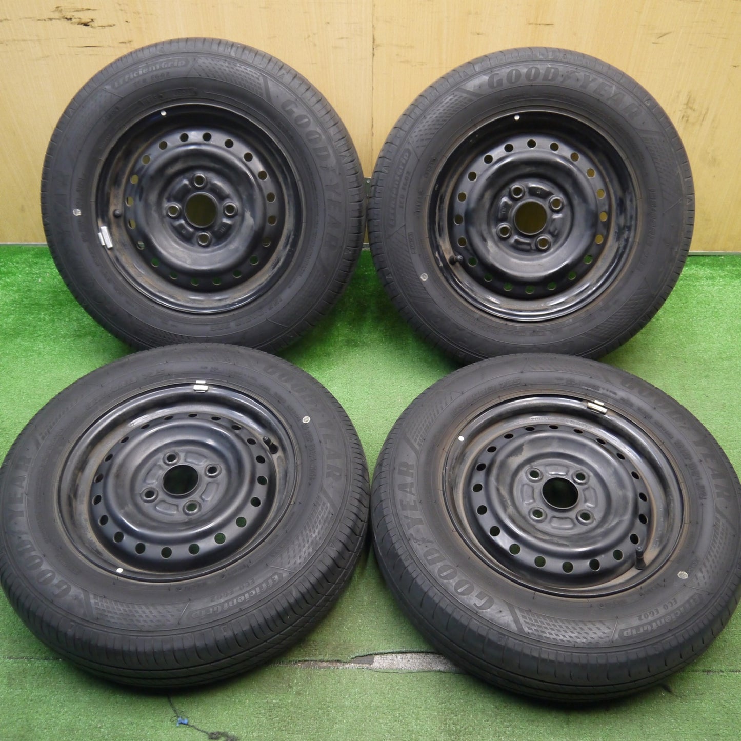 バリ溝！21年！9.5分★155/80R13 グッドイヤー EfficientGrip ECO EG02 スチール ホイール 13インチ PCD100/4H★5051408Hノ