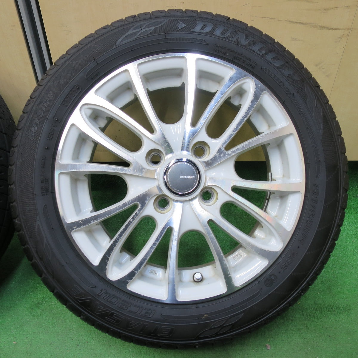 [送料無料] バリ溝！22年！9分★155/65R14 ダンロップ エナセーブ EC204 Advanti grace MiLLOUS 14インチ PCD100/4H★4110305イノ