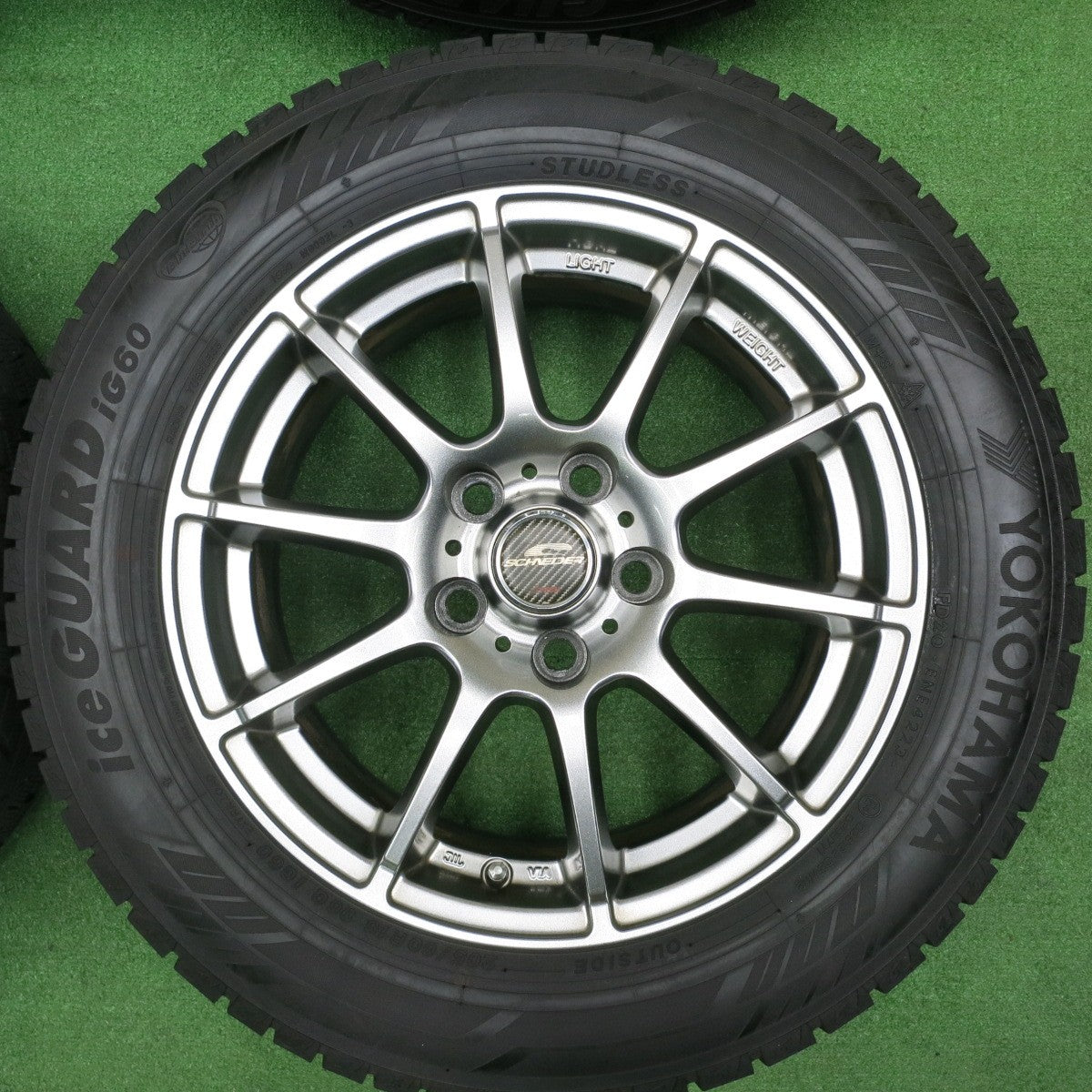 [送料無料] バリ溝！23年！キレイ！ほぼ10分★スタッドレス 205/60R16 ヨコハマ アイスガード iG60 SCHNEIDER ATECH シュナイダー 16インチ PCD114.3/5H★4112501TNス