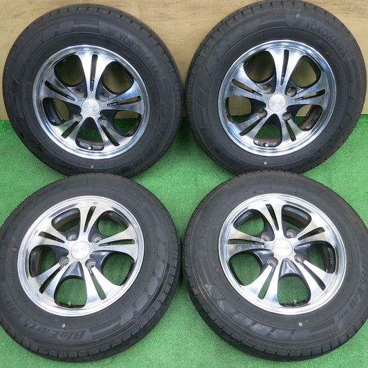 バリ溝！25年！9.5分★165/80R14 97/95N ヨコハマ BluEarth-Van RY55 A to Z 社外 アルミ ブルーアース 14インチ PCD114.3/4H★6021105NKノ