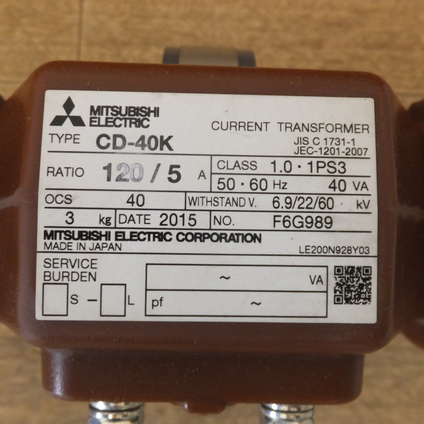 [送料無料] 未使用★三菱電機 MITSUBISHI 計器用変成器 変流器 電力管理用計器 CD-40K　RATIO 120/5A　2個入★