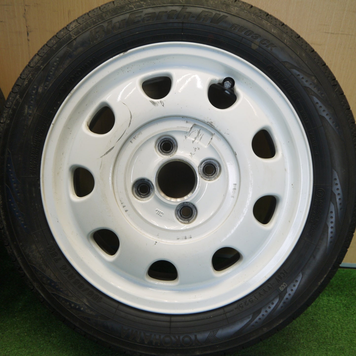 バリ溝！25年！ほぼ10分！2本★スズキ アルト ラパン ショコラ 純正 155/65R14 ヨコハマ BluEarth-RV RV03 CK ブルーアース 14インチ PCD100/4H★6042201Hノ