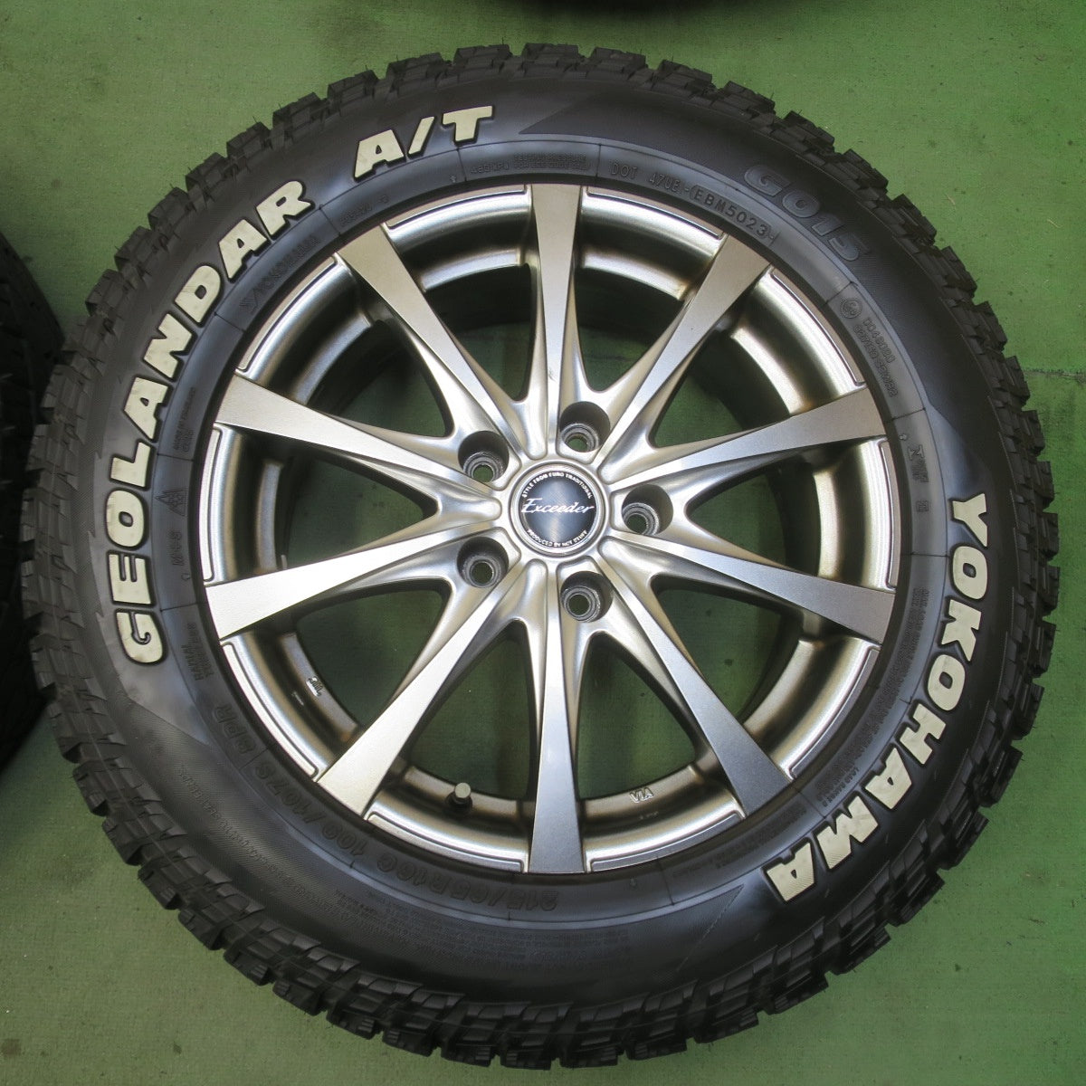 バリ溝！23年！キレイ！9.5分◎215/65R16 109/107S 8PR ヨコハマ ジオランダー A/T G015 ホワイトレター Exceeder エクシーダー 16インチ PCD114.3/5H◎6090403イノ