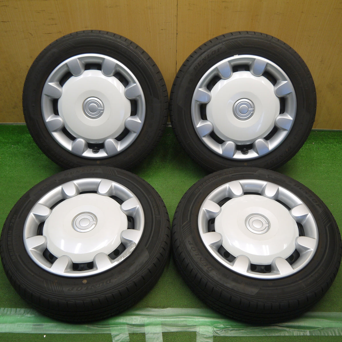 4本価格！24年◎ダイハツ LA800S ムーヴ キャンバス 純正 スチール 155/65R14 ダンロップ LE MANS V+ 14インチ PCD100/4H◎6091602Hノ