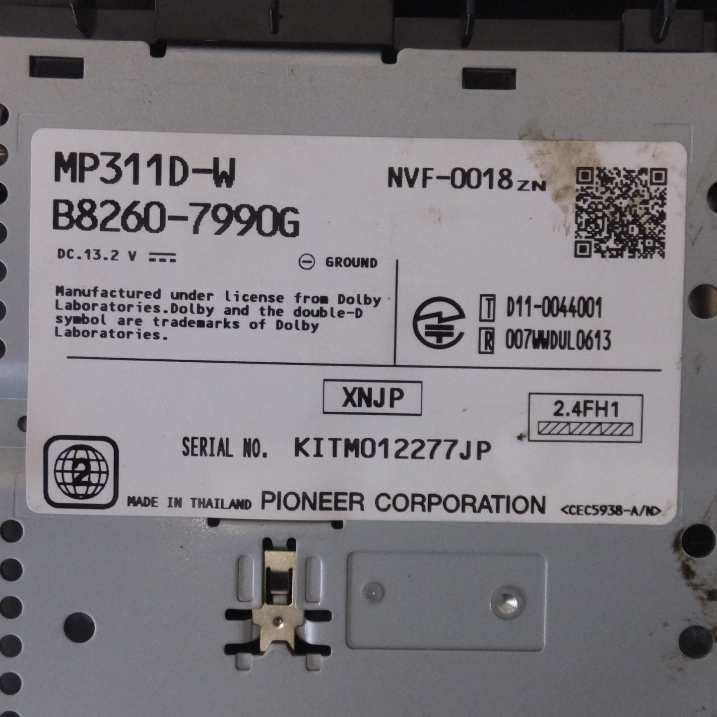 [送料無料] ★パイオニア製 日産 純正 オリジナルナビゲーション MP311D-W B8260-7990G[23]★