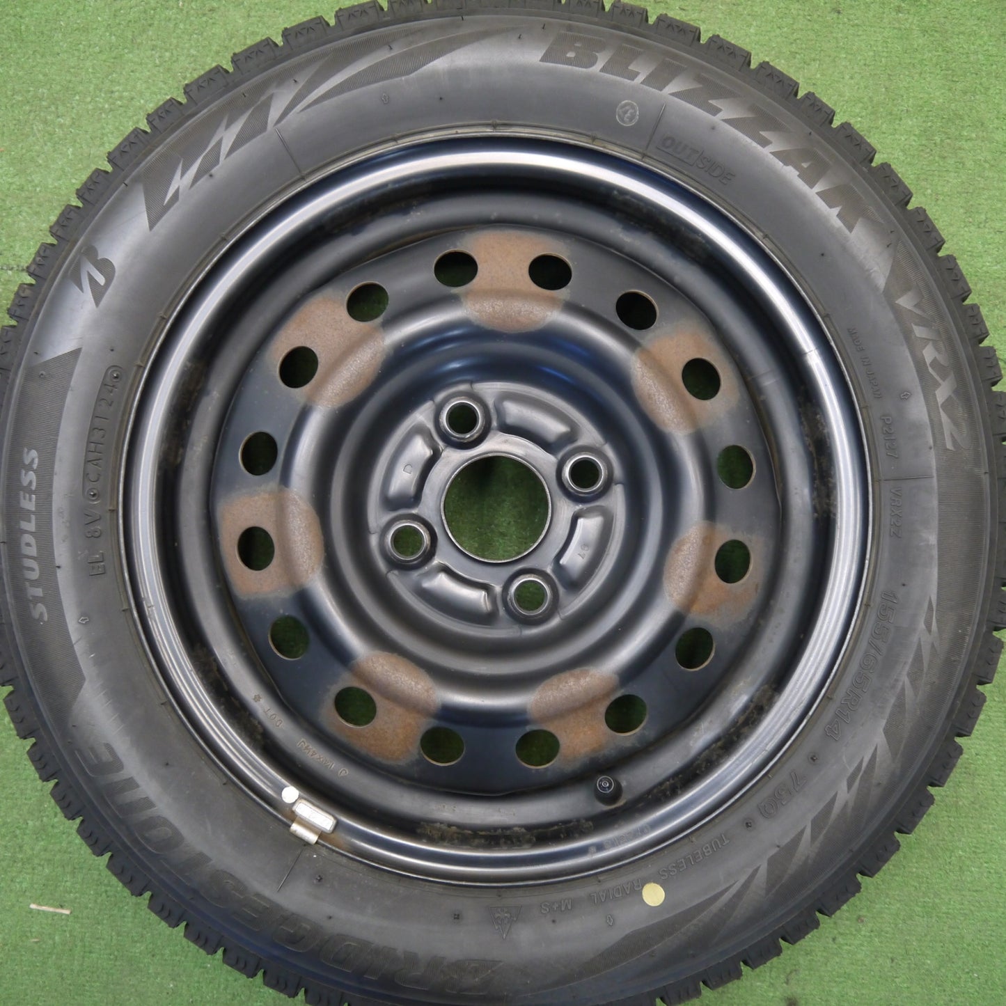 バリ溝！24年！9.5分以上★スタッドレス 155/65R14 ブリヂストン ブリザック VRX2 スチール ホイール 14インチ PCD100/4H★6040302Hス