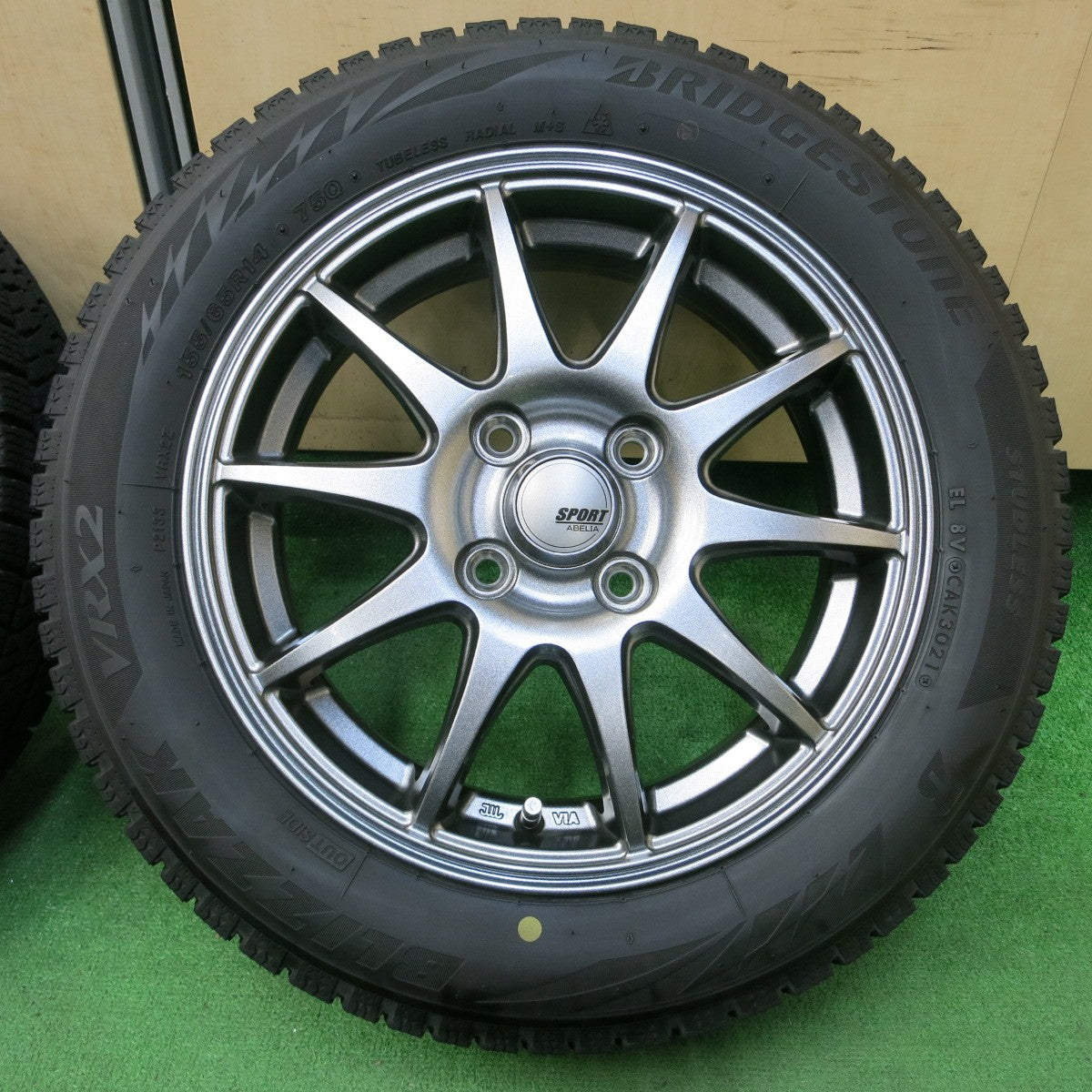 *送料無料* バリ溝！21年！キレイ！8.5分★スタッドレス 155/65R14 ブリヂストン ブリザック VRX2 SPORT ABELIA 14インチ PCD100/4H★4042705イス