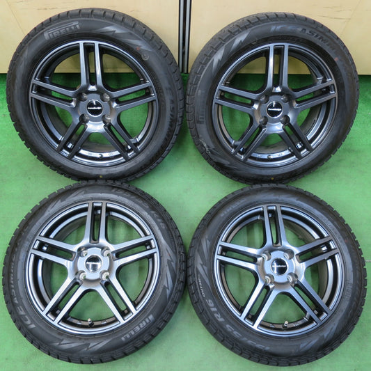 [送料無料] バリ溝！22年！キレイ！9分★プジョー 等 Eurodesign 195/55R16 スタッドレス ピレリ アイスアシンメトリコ プラス ユーロデザイン PCD108/4H★4110809イス