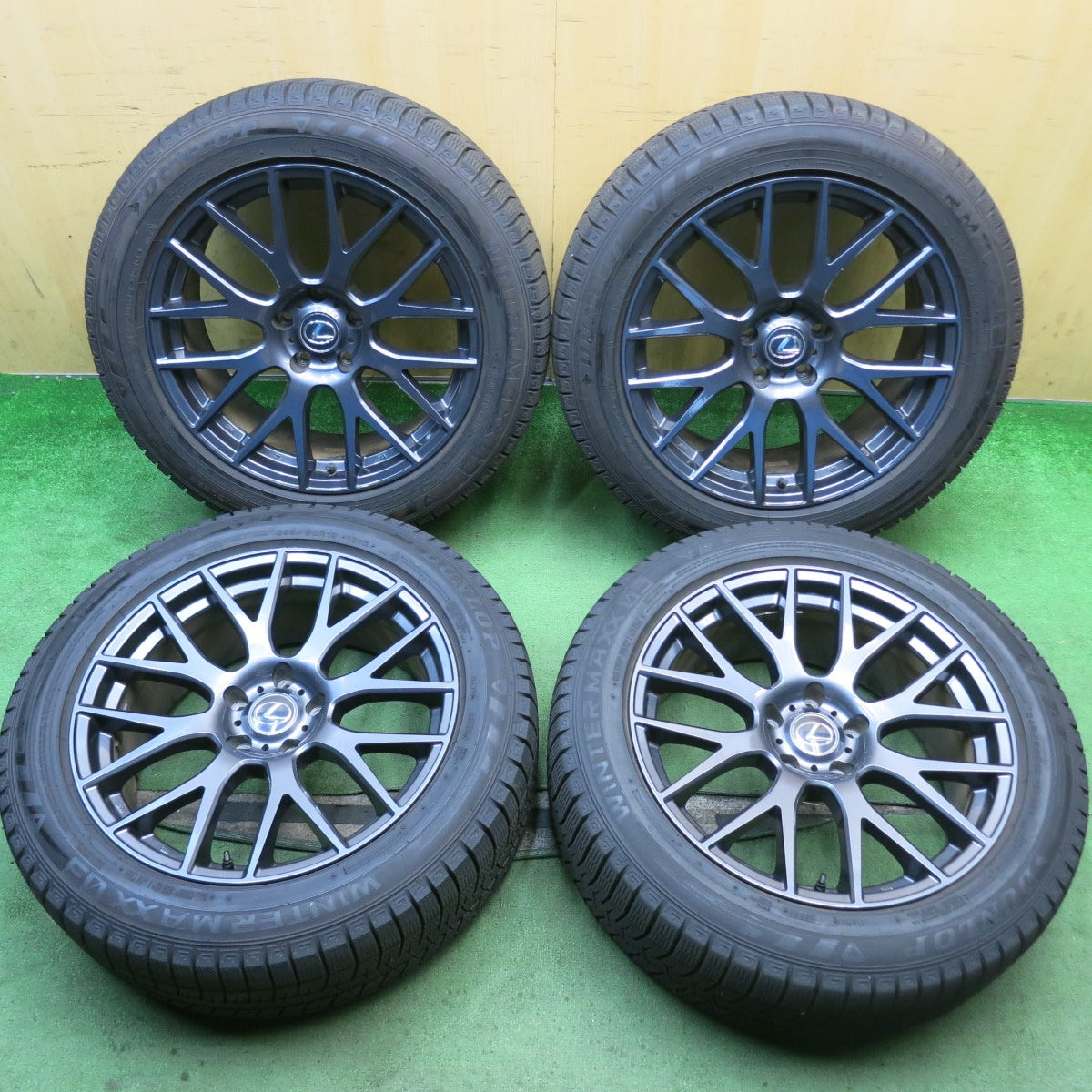 センサー付！バリ溝！23年！キレイ！9.5分◎レクサス 等 245/50R19 スタッドレス ダンロップ ウインターマックス 03 社外 アルミ 19インチ PCD120/5H◎6090309HAス