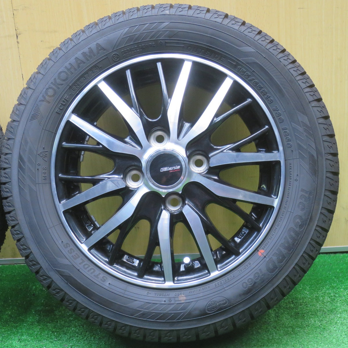 バリ溝！24年！キレイ！ほぼ10分★スタッドレス 155/65R13 ヨコハマ アイスガード iG60 Galeria GM01 ガレリア 13インチ PCD100/4H★5111004NJス