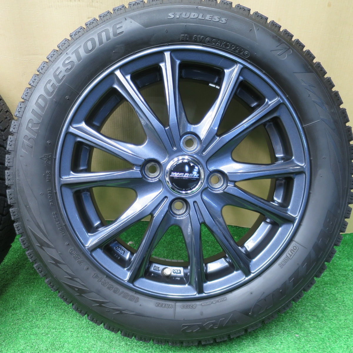 バリ溝！22年！キレイ！8.5分★スタッドレス 155/65R14 ブリヂストン ブリザック VRX2 WAREN ヴァーレン 14インチ PCD100/4H★5120301NKス