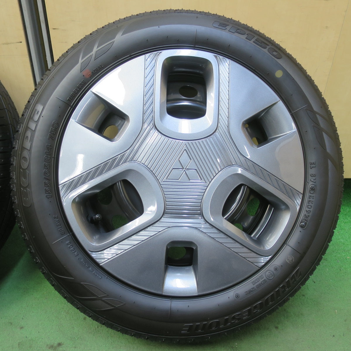 新車外し！26年◎三菱 デリカ ミニ 純正 スチール 155/65R14 ブリヂストン エコピア EP150 14インチ PCD100/4H◎6080702イノ
