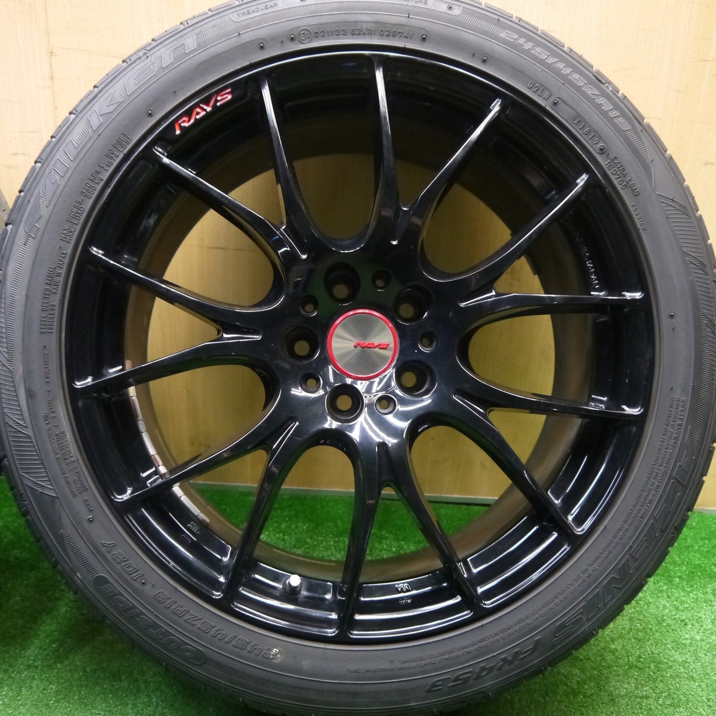 バリ溝！キレイ！8.5分！2本★RAYS HOMURA 2×7 2X7 245/45R19 ファルケン アゼニス FK453 レイズ ホムラ 19インチ PCD114.3/5H★5120106Hノ
