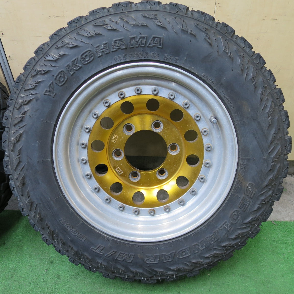 4本価格★195/80R15 ヨコハマ ジオランダー M/T G003 レンコン EPSILON 社外 アルミ ホイール 15インチ PCD139.7/6H★6030702ナノ