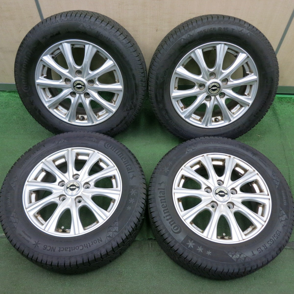 *送料無料* バリ溝！22年！9分★スタッドレス 195/65R15 コンチネンタル ノースコンタクト NC6 AXEL アクセル 15インチ PCD114.3/5H★4070906HAス