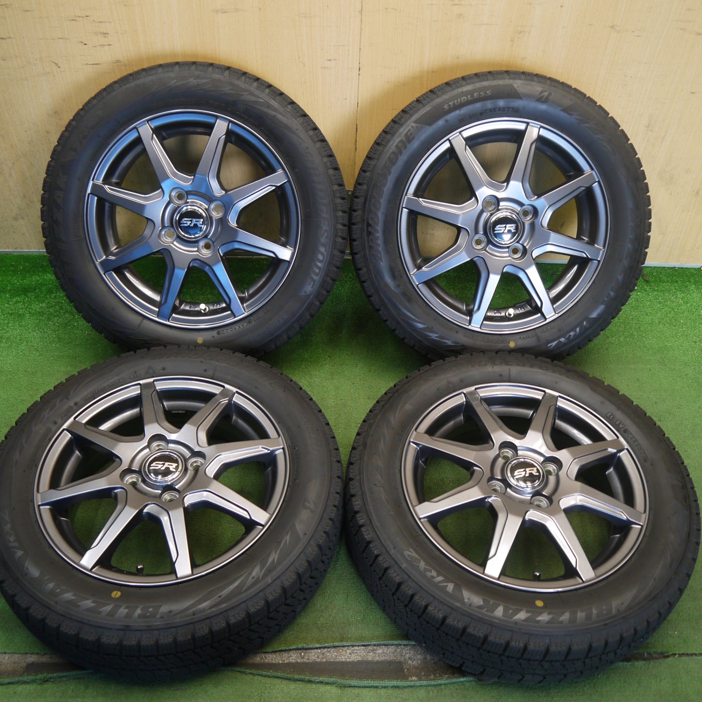 キレイ！22年◎スタッドレス 155/65R14 ブリヂストン ブリザック VRX2 STRANGER ストレンジャー 14インチ PCD100/4H◎6080302Hス